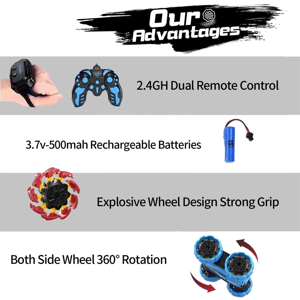 RC Stunt Car Double Side Roll (hand  remote control+gravity induction  watch)