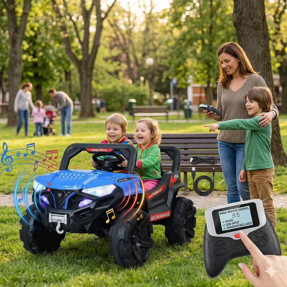 New Compact UTV Truck Ride on Car Dual drive, dual battery (6V4 battery x 2)