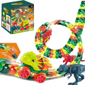Dinosaur Race Track Set - 242 PCS, 48 Suction Cups, 8 Dinosaur Figures, 6 Trees, 360° Electric Dinosaur Car, Flexible Race Car Track Set, Dinosaur Toys for Boys Birthday Gift Kids 3 4 5 6 7 8 9